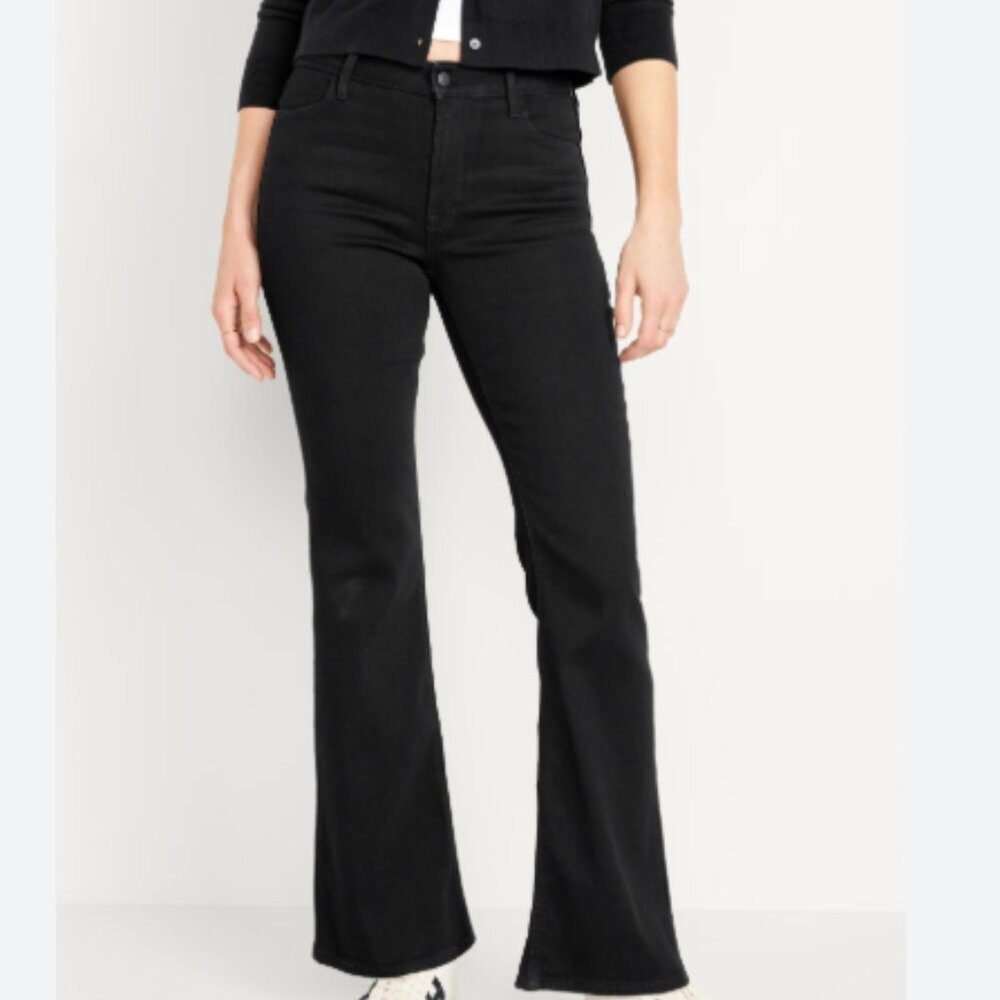 NWOT Old Navy Wow Flare Black Jeans Pants Size 6 New High Rise Regular Work
